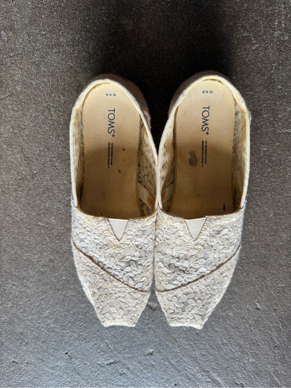 TOMS Women's Lace Slip-On Espadrilles in Cream